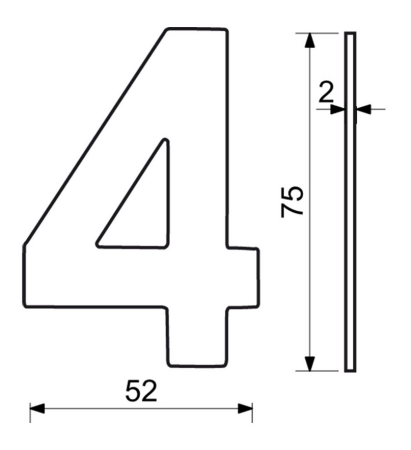 Rozsdamentes acél szám lapos &quot;2D&quot; kivitelben RICHTER RN.75L (fekete)