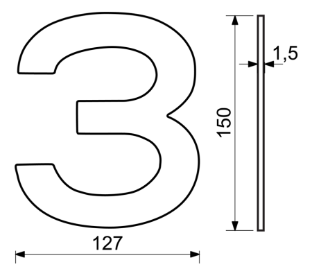 Házszám RICHTER RN.150L (rozsdamentes acél)