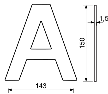 Ház betűjel RICHTER RN.150L (rozsdamentes acél)