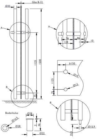 RÖGZÍTŐKINCS IKKER KÖR H 8000 - 1500/1125mm (E) - pár