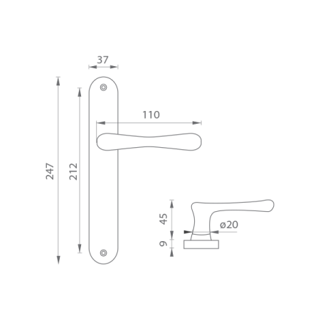 KIÁRUSÍTÁS Ajtószerelvények MP Elegant (NAT - Natúr sárgaréz) - BB, távolság 90 mm