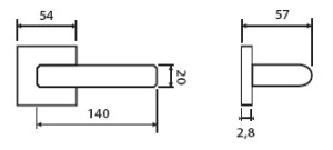 Ajtó vasalat TWIN CARLA SQUARE HR H 1617FL (E) - lapos rozetta