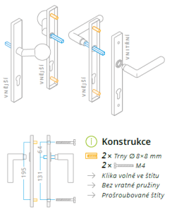 Ajtószerelvények ACT Cina UŠ (ROZSDAMENTES ACÉL)