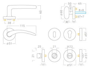 Ajtószerelvények ACT Viola R (MATTE NICKEL)